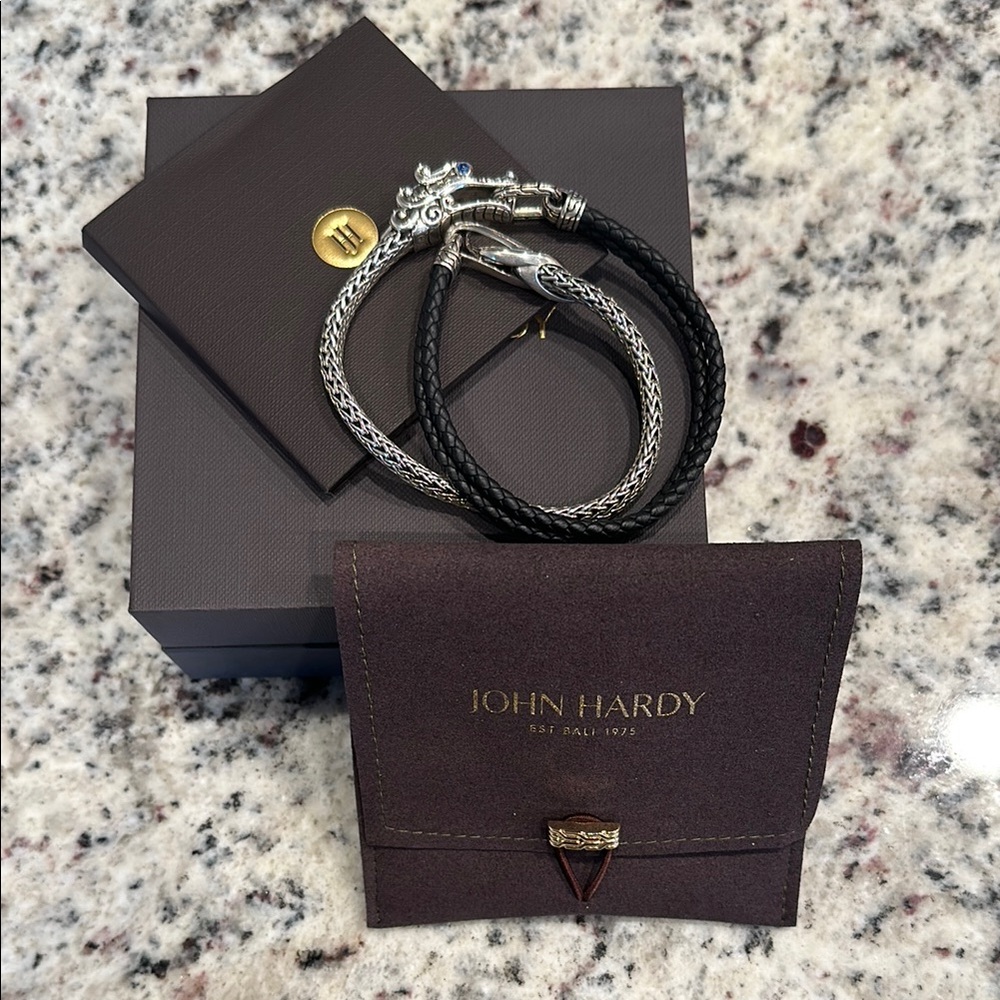 John Hardy Black and Silver Men's Bracelet